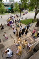 School children relive an historical procession