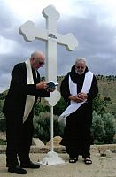 Cross is erected at site of first Catholic church 