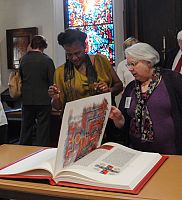 Handwritten, illuminated Bible on display