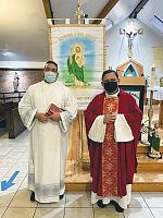 St. Jude Thaddeus devotional group has a new banner for their pilgrimage around the diocese