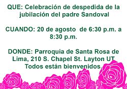 Celebran Jubilaci&oacute;n/El padre Clarence Sandoval se jubila dejando un gran ejemplo de cuidado pastoral 