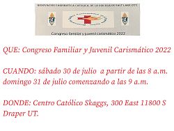 Todas las familias est&aacute;n invitadas al congreso familiar y juvenil carism&aacute;tico 2022