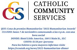 La Cena de Premios Humanitarios de CCS esta programada para el 7 de noviembre