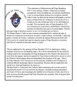 El Obispo Oscar A. Solis exhorta a los fieles de nuestra Di&oacute;cesis de Salt Lake City a unirse en oraci&oacute;n para que los &aacute;ngeles gu&iacute;en al Papa Benedicto al para&iacute;so