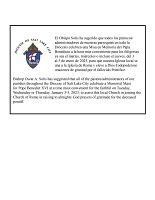 Misas en Memoria del Papa Benedicto