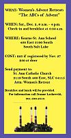 Women�s retreat at St. Ann Parish will explore �The ABCs of Advent� to help prepare for Christmas
