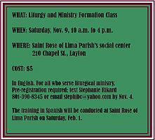 Upcoming class will provide formation for all liturgical ministers in the Diocese of Salt Lake City