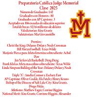 FELICIDADES Clase del 2025 Preparatoria Cat&oacute;lica Judge Memoria