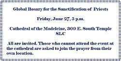 Utah Catholics asked to join worldwide rosary for priests