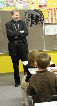 St. Marguerite School students welcome Bishop Wester
