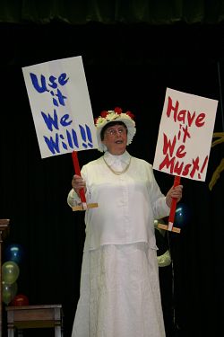 Women are encouraged to vote by suffragettes