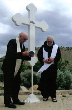 Cross is erected at site of first Catholic church 