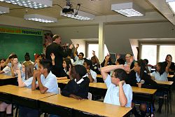 Bishop Wester teaches the Models of the Church to religion class