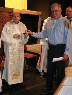 Monsignor Fitzgerald receives the Madeleine Medal of Appreciation