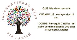 Realizar&aacute;n Misa Internacional en la parroquia de St. John the Baptist