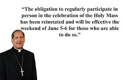 Bishop Solis lifts most pandemic restrictions for liturgical gatherings