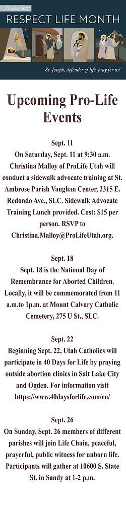 Respect for Life activities planned for September