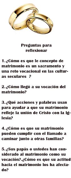 La vocaci&oacute;n al matrimonio: Una respuesta de las parejas al llamado de Dios
