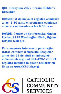 CCS del Noreste de Utah celebrar&aacute; el Desayuno anual 'Dream Builder's'