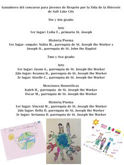 Ganadores del concurso para j&oacute;venes de Respeto por la Vida 