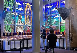 Students prepare video singing Easter praises