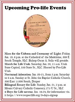 Pro-life activities scheduled for January