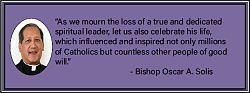Message of thanks from Bishop Solis