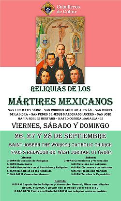 Reliquias de los m&aacute;rtires Mexicanos visitar&aacute;n la parroquia de San Jos&eacute; Obrero
