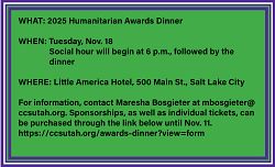 CCS Humanitarian Dinner will be Nov. 18